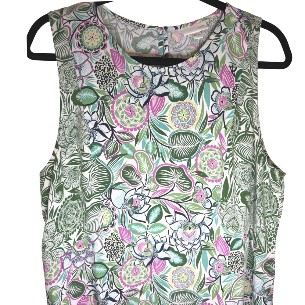 J Jill Floral Sleeveless Shift Dress Pockets Resortwear Tropical Beach Womens L - Picture 13 of 15